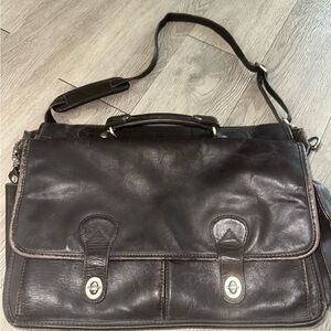 Vintage Heritage Dark Brown Distressed Leather Laptop Briefcase Messenger Bag